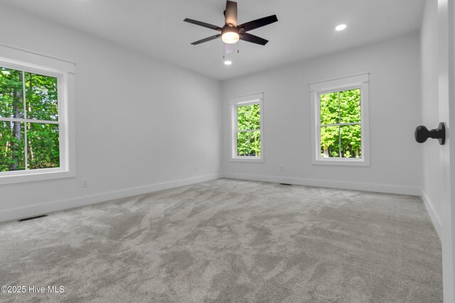 140 E Ag Dr, New Bern, NC 28562 - unfurnished room with baseboards, ceiling fan, carpet, and recessed lighting