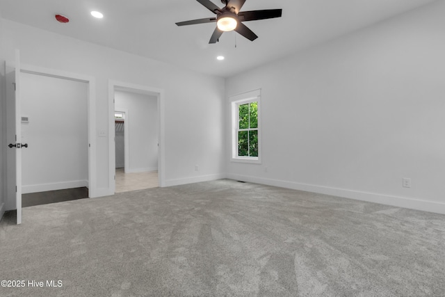 140 E Ag Dr, New Bern, NC 28562 - unfurnished bedroom with carpet floors, recessed lighting, baseboards, and ceiling fan