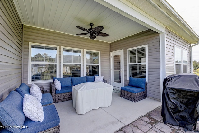 6909 English Holly Ct SW, Ocean Isle Beach, NC 28469 - view of patio with ceiling fan and an outdoor hangout area