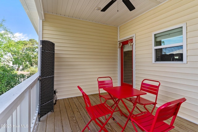 921 Whitecaps Ln, Carolina Beach, NC 28428 - wooden deck featuring ceiling fan