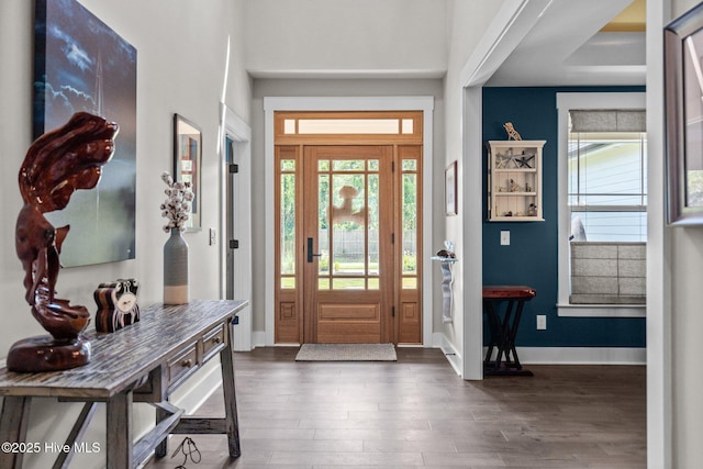 3528 Cordgrass Ln, Wilmington, NC 28409 - entryway with healthy amount of natural light, dark wood-style flooring, and baseboards