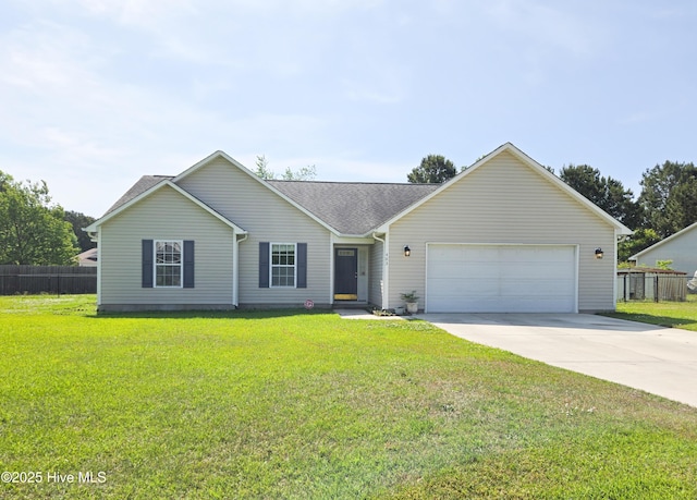 403 Mathew Andrew Ct, Swansboro, NC 28584 - ranch-style house with a garage, driveway, and roof with shingles