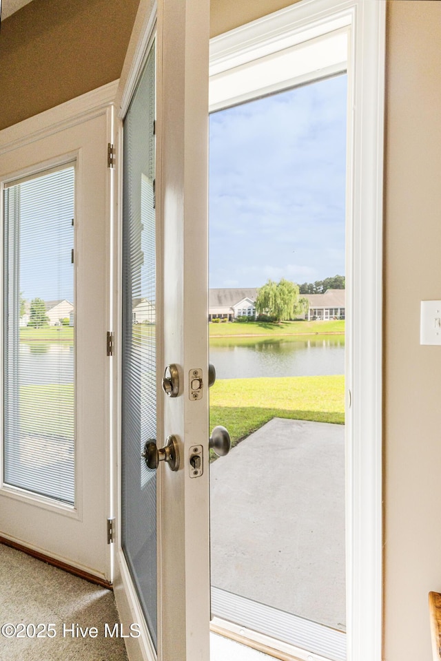 doorway with a water view