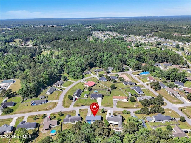 235 Zachary Ln, Hubert, NC 28539 - aerial overview of property's location featuring a heavily wooded area and nearby suburban area