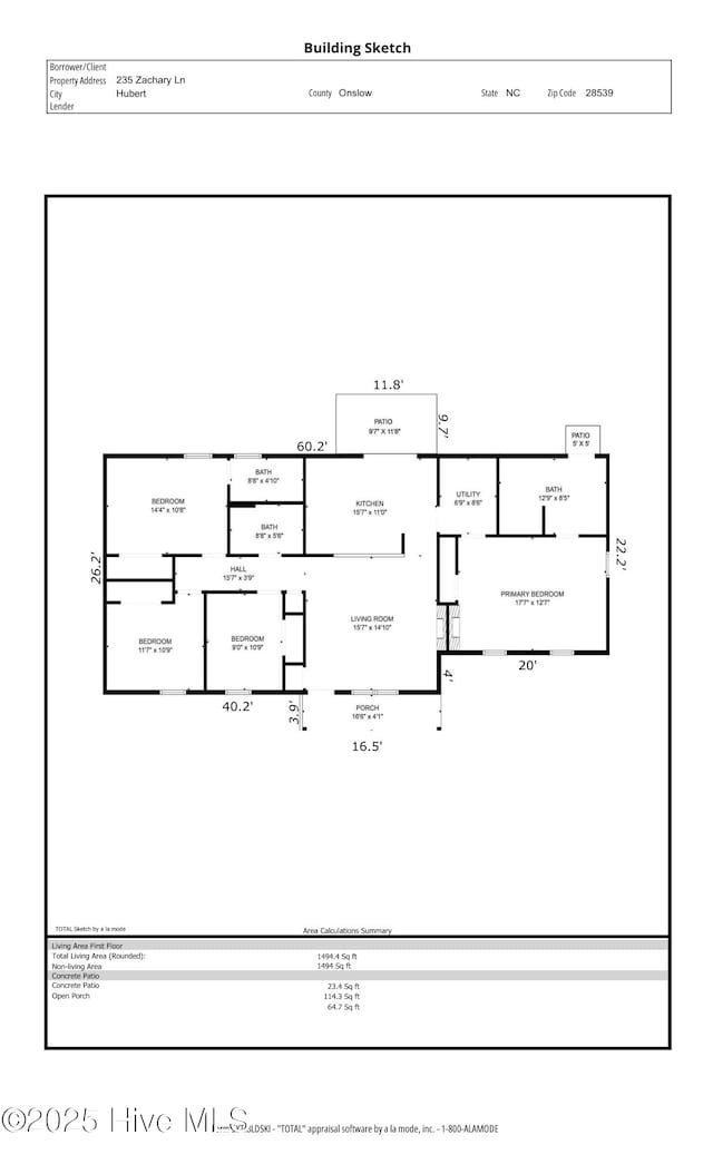 235 Zachary Ln, Hubert, NC 28539 - floor plan / room layout