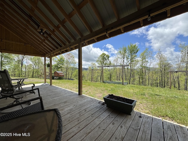 200 Wintergreen Patch Ln, Burnsville, NC 28714 - wooden deck featuring a lawn