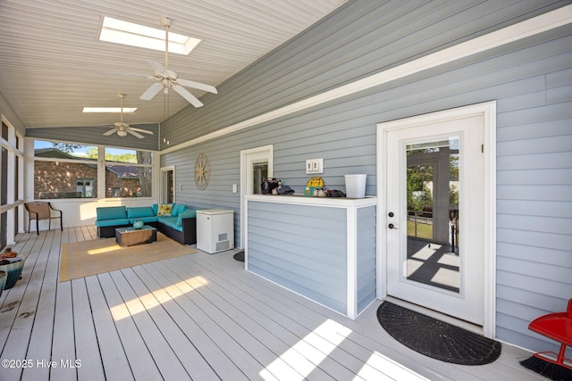 306 Channel Run Dr, New Bern, NC 28562 - deck featuring an outdoor living space and a ceiling fan