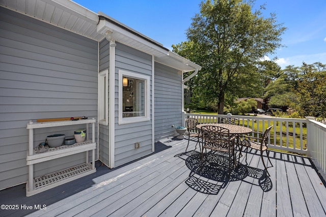 306 Channel Run Dr, New Bern, NC 28562 - wooden terrace with outdoor dining area