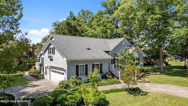 306 Channel Run Dr, New Bern, NC 28562 - view of front of house with driveway, a front lawn, a shingled roof, and an attached garage