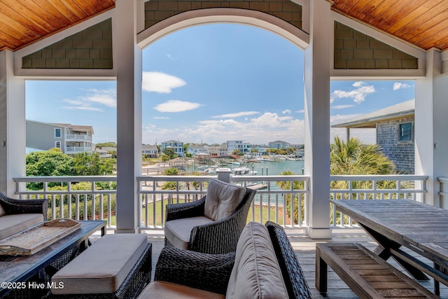balcony with a water view