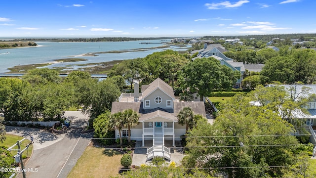 view from above of property with a large body of water
