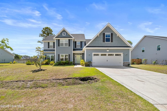 craftsman inspired home with stone siding and driveway