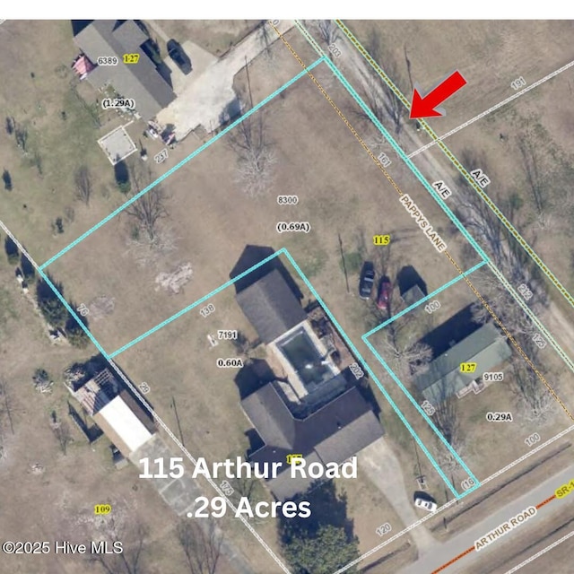 117 Arthur Rd, Beaufort, NC 28516 - map of property location with property parcel outlined