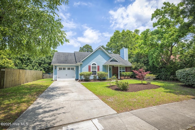 1009 Steeplechase Rd, Wilmington, NC 28412 - traditional-style house with concrete driveway, a garage, and a chimney