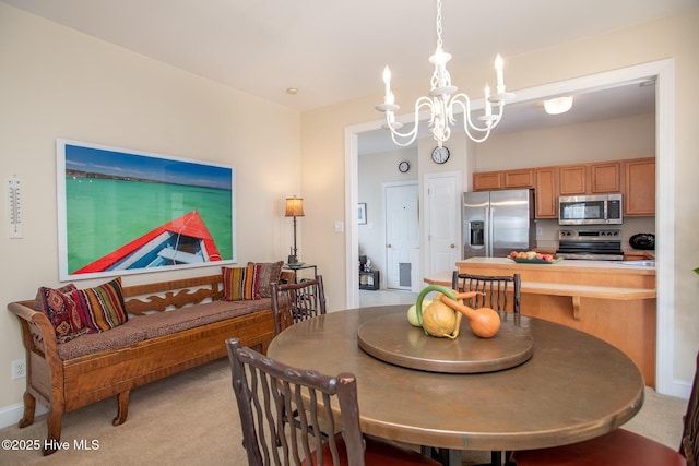 102 Macgregor Dr, Beaufort, NC 28516 - dining space featuring a chandelier and light carpet