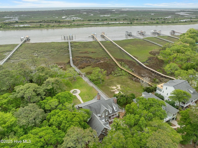 bird's eye view of a nearby body of water