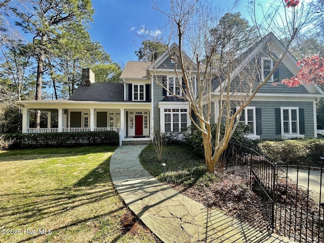 50 Short Rd, Pinehurst, NC 28374 - view of front facade with a chimney and covered porch