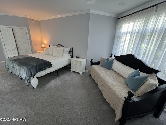 50 Short Rd, Pinehurst, NC 28374 - carpeted bedroom featuring multiple windows, crown molding, and a closet