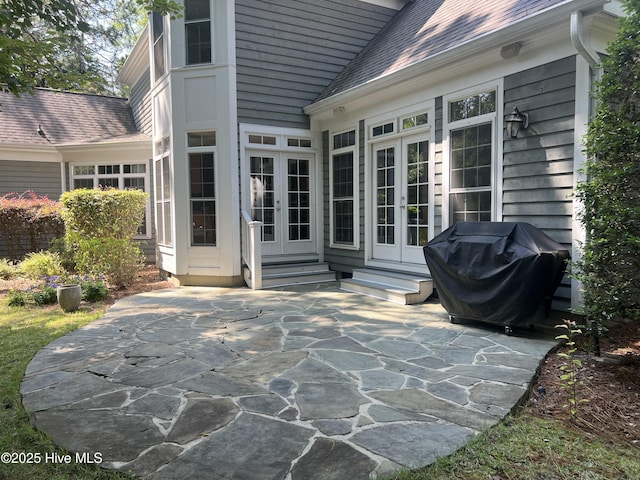 50 Short Rd, Pinehurst, NC 28374 - view of patio / terrace featuring french doors, a grill, and entry steps