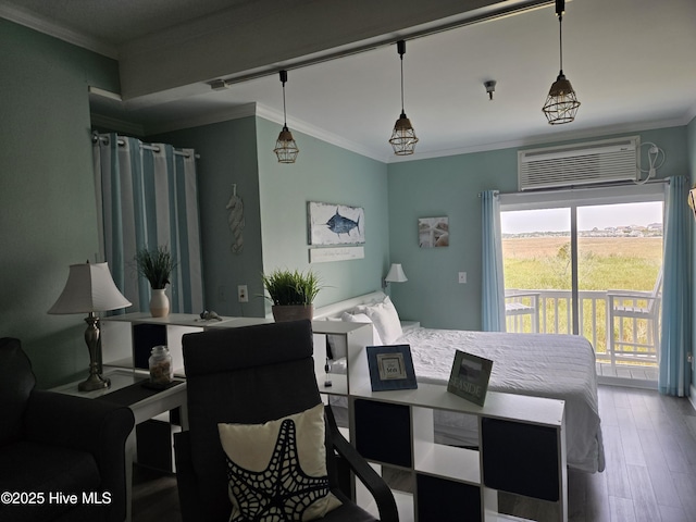602 W Fort Macon Rd W Unit 138, Atlantic Beach, NC 28512 - dining area featuring ornamental molding, wood finished floors, and an AC wall unit
