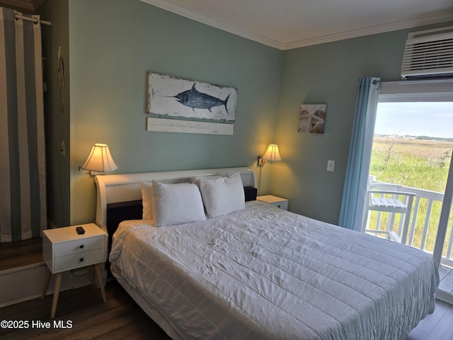 602 W Fort Macon Rd W Unit 138, Atlantic Beach, NC 28512 - bedroom with crown molding and a wall mounted AC