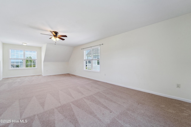 602 Willbrook Cir, Sneads Ferry, NC 28460 - bonus room featuring a ceiling fan, plenty of natural light, baseboards, and lofted ceiling