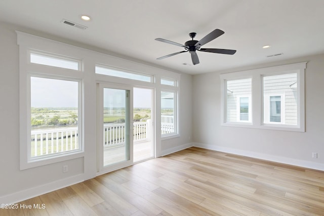 128 Sea Oaks Ct, North Topsail Beach, NC 28460 - spare room with baseboards, light wood-type flooring, a ceiling fan, and recessed lighting