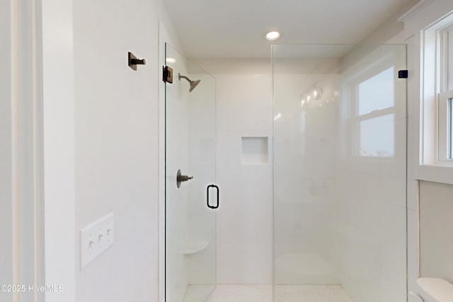 128 Sea Oaks Ct, North Topsail Beach, NC 28460 - full bath with a shower stall, toilet, and recessed lighting