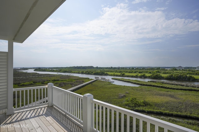 128 Sea Oaks Ct, North Topsail Beach, NC 28460 - wooden deck featuring a water view