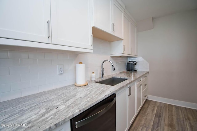 565 Salter Path Rd Unit S-5, Pine Knoll Shores, NC 28512 - kitchen with a sink, dishwashing machine, dark wood-type flooring, and white cabinets
