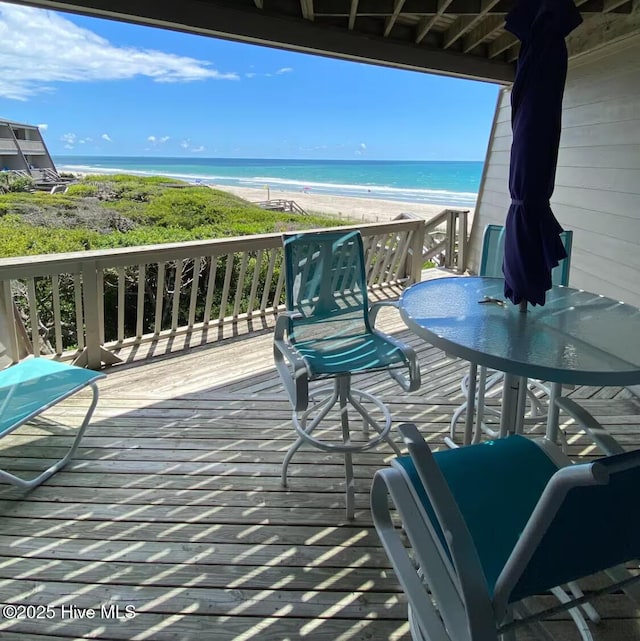 565 Salter Path Rd Unit S-5, Pine Knoll Shores, NC 28512 - wooden deck with view of water and beach