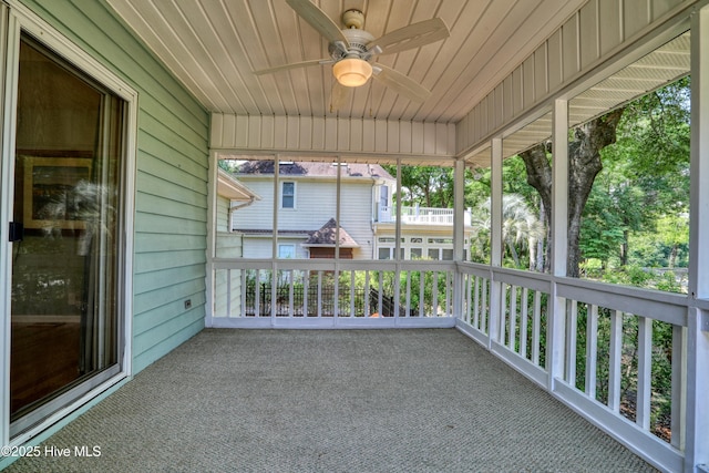 265 Creek View Dr, Sunset Beach, NC 28468 - unfurnished sunroom featuring a ceiling fan
