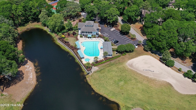 265 Creek View Dr, Sunset Beach, NC 28468 - aerial view of property and surrounding area with a pool area and a large body of water