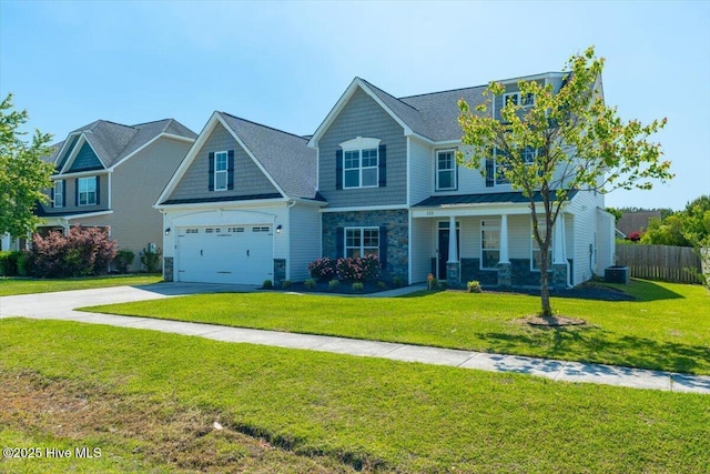 132 Turquoise Dr, Jacksonville, NC 28546 - craftsman inspired home with stone siding, driveway, and a porch