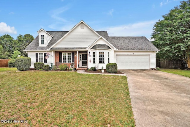 traditional-style home featuring concrete driveway, a garage, a shingled roof, and brick siding