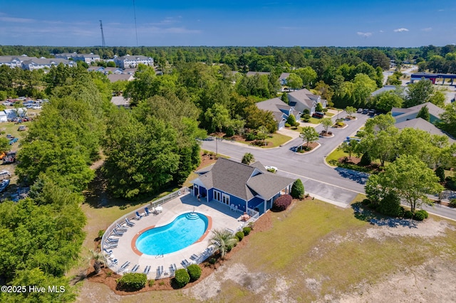 aerial view of a pool