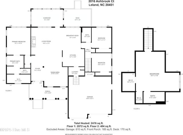 2016 Ashbrook Ct, Leland, NC 28451 - property floor plan