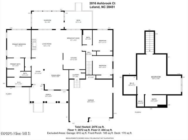 2016 Ashbrook Ct, Leland, NC 28451 - property floor plan