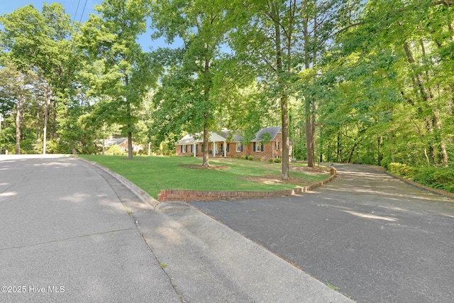 view of front of property featuring a front lawn