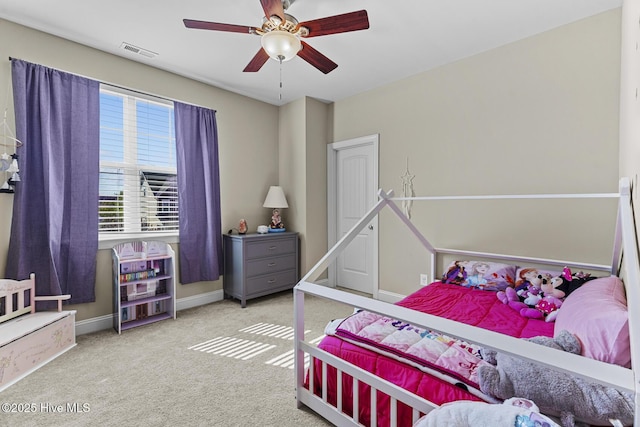 211 Willow Ridge Dr, Holly Ridge, NC 28445 - carpeted bedroom featuring a ceiling fan and baseboards