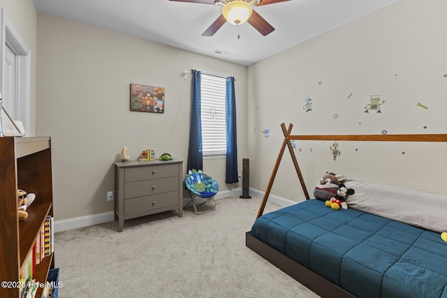 211 Willow Ridge Dr, Holly Ridge, NC 28445 - bedroom with carpet flooring, baseboards, and a ceiling fan