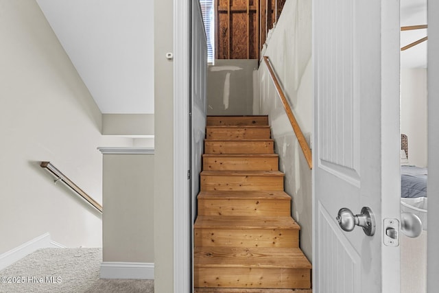 211 Willow Ridge Dr, Holly Ridge, NC 28445 - stairs with baseboards and carpet