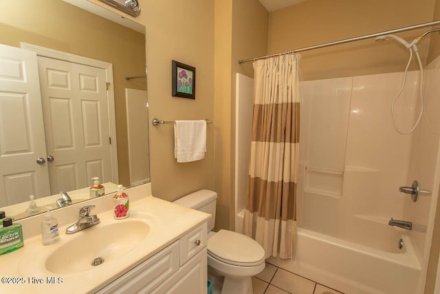 139 Avian Dr Unit 3614, Sunset Beach, NC 28468 - full bathroom with tile patterned floors, shower / bath combination with curtain, toilet, and vanity