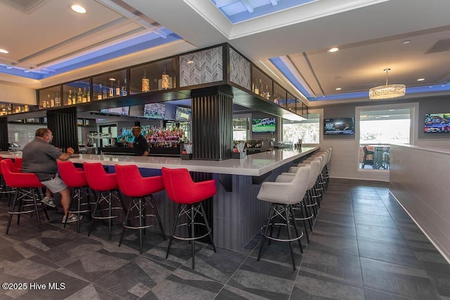 139 Avian Dr Unit 3614, Sunset Beach, NC 28468 - indoor dry bar featuring a raised ceiling and recessed lighting