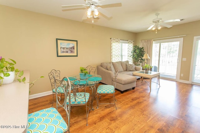 139 Avian Dr Unit 3614, Sunset Beach, NC 28468 - living room with ceiling fan, baseboards, and wood finished floors