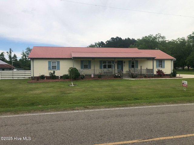 434 Farless Rd, Merry Hill, NC 27957 - ranch-style home with a porch and metal roof