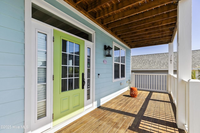 wooden deck with a porch