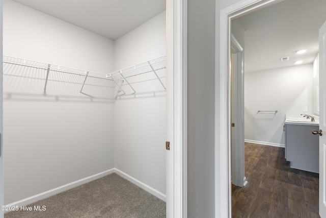 3522 Wigeon Way, Winnabow, NC 28479 - spacious closet featuring a sink and dark wood-type flooring