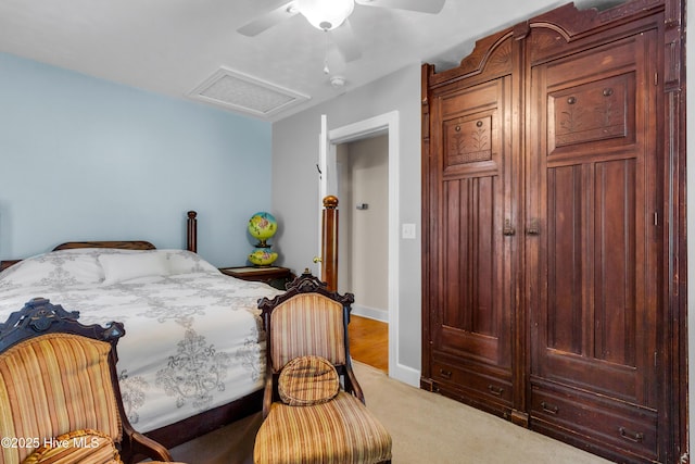 3297 Bay City Rd, Aurora, NC 27806 - carpeted bedroom with attic access, ceiling fan, and baseboards
