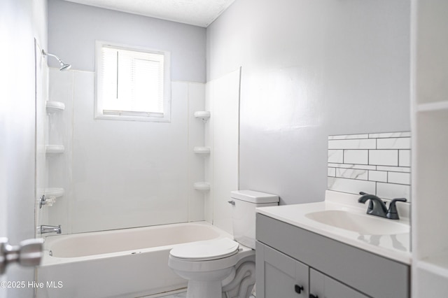 137 Pinecrest Trl, Rockingham, NC 28379 - bathroom featuring tasteful backsplash, toilet, vanity, and  shower combination